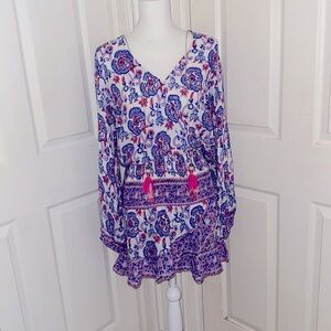 BELL Long Sleeve Print Mini Dress NWOT